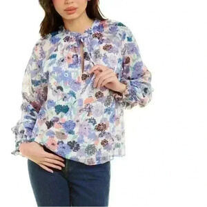 Tanya Taylor Ina Blouse in Pastel Floral Size Large